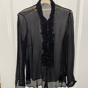 Anne Fontaine Black Shear Blouse (Size: 42)